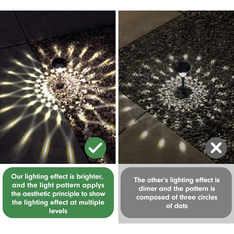 Load image into Gallery viewer, 4 Pack Solar Pathway Lights Warm yellow + Bright White Outdoor Garden Stake Glass LED Stainless Steel Waterproof Landscape Path Lighting for Yard Walkway Driveway Outside Silver - Polar Tech Australia
