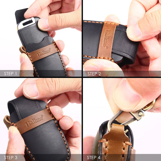 Hyundai Handcrafted Genuine Leather Car Key Fob Protective Case Cover For Ionic 6, Kona EV, Grandeur GN7