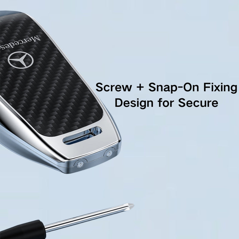 Cargue la imagen en el visor de la galería, Mercedes Benz Zinc Alloy + Carbon Fiber Texture Car Key Fob Case Cover For Benz A, B, C, E, S, G-Class, GLA, GLB, GLC, GLE, GLS, CLA, CLS, EQC
