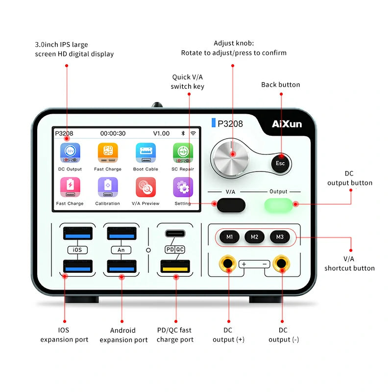 Load image into Gallery viewer, [AiXun P3208] 320W Smart Regulated Power Supply (32V/8A) – One-Key Boot Power Box - Polar Tech Australia
