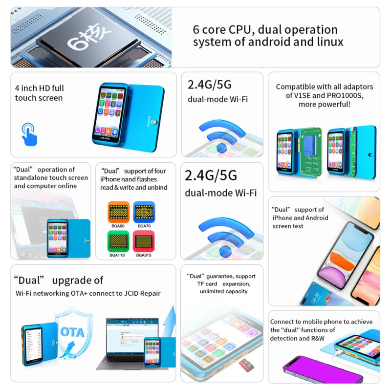 Cargue la imagen en el visor de la galería, [V1S Pro] JCID Programmer Nand Read and Write Purple Screen Repair for iPhone 6-14PM- JCID - Polar Tech Australia
