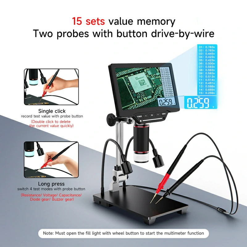 Load image into Gallery viewer, [AiXun DM21] 7-Inch Electronic Digital Microscope with Multimeter Design for Soldering – 2-in-1 Precision Tool - Polar Tech Australia
