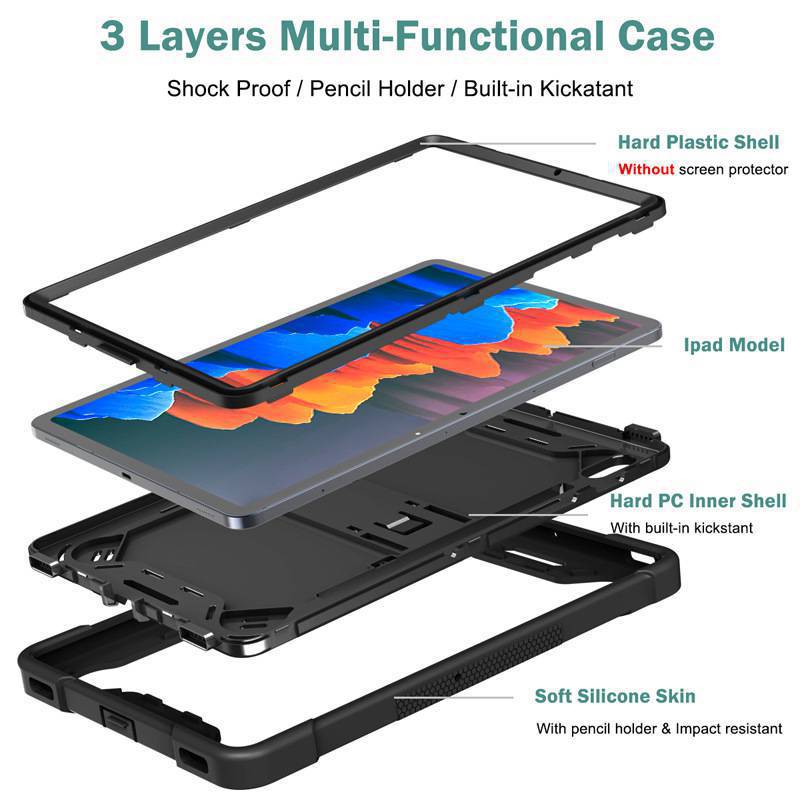 Cargue la imagen en el visor de la galería, Samsung Galaxy Tab S7 Plus/S8 Plus/S7 FE/S9 Plus/S9 FE Plus - Heavy Duty Defender Armor Drop Proof Stand Case - Polar Tech Australia
