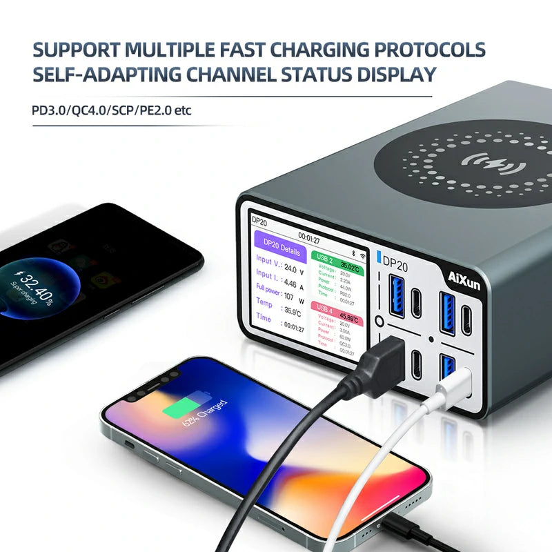 Chargez l&#39;image dans la visionneuse de la galerie, AiXun DP20 Desktop Smart Fast Charger – 200W Multi-Protocol Charging Solution - Polar Tech Australia
