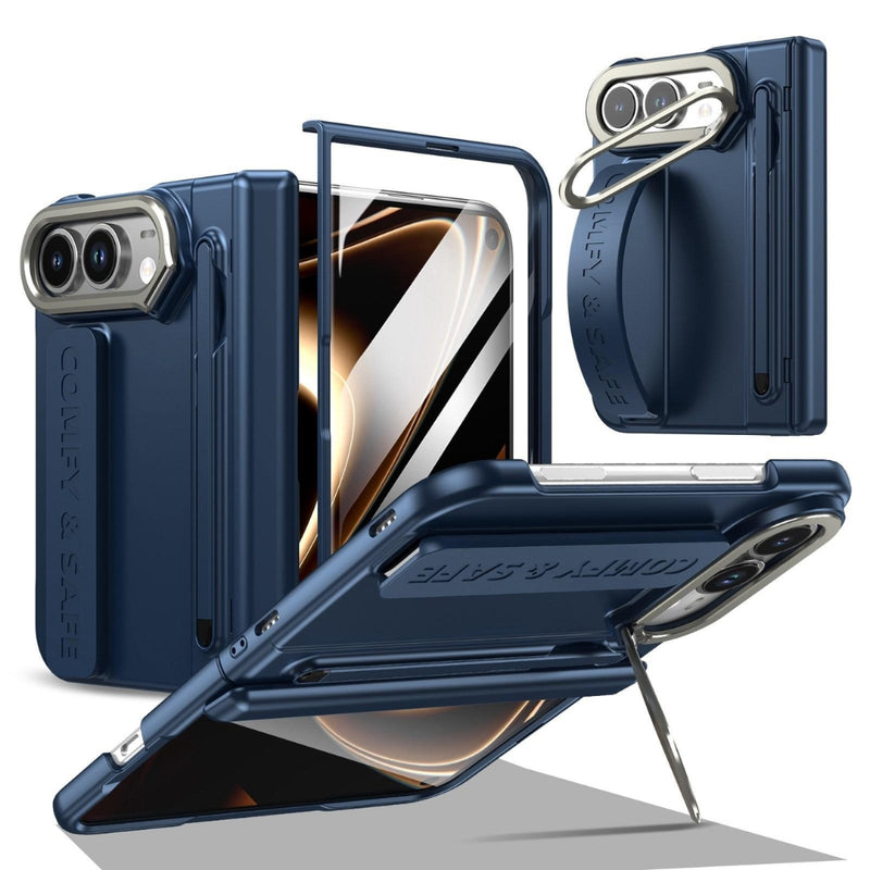 Chargez l'image dans la visionneuse de la galerie, Apple iPhone Ultra / Fold - Film Integrated Lens Frame Bracket Phone Case with Wristband / Pen
