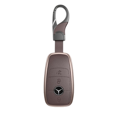 Mercedes Benz Aluminum Alloy Leather Car Key Fob Protection Case Cover For Benz A, C, E, S, G-Class, GLA, GLB, GLC, GLE, GLS, CLA, CLS, EQC
