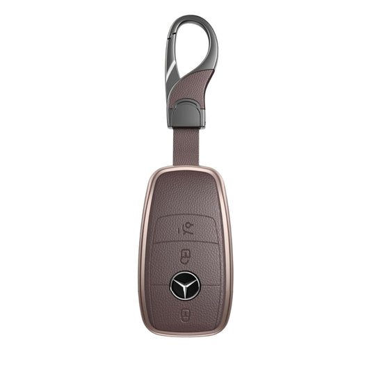 Mercedes Benz Aluminum Alloy Leather Car Key Fob Protection Case Cover For Benz A, C, E, S, G-Class, GLA, GLB, GLC, GLE, GLS, CLA, CLS, EQC
