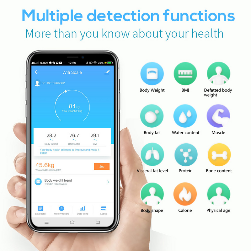 Load image into Gallery viewer, [TUYA Smart Home] Tuya Multiple Detection Functions Smart Life Wifi BMI Scale - Polar Tech Australia
