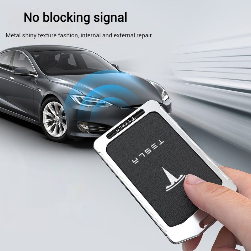 Chargez l&#39;image dans la visionneuse de la galerie, Tesla Alloy-Framed Leather Card Key Case for Model 3 &amp; Model Y
