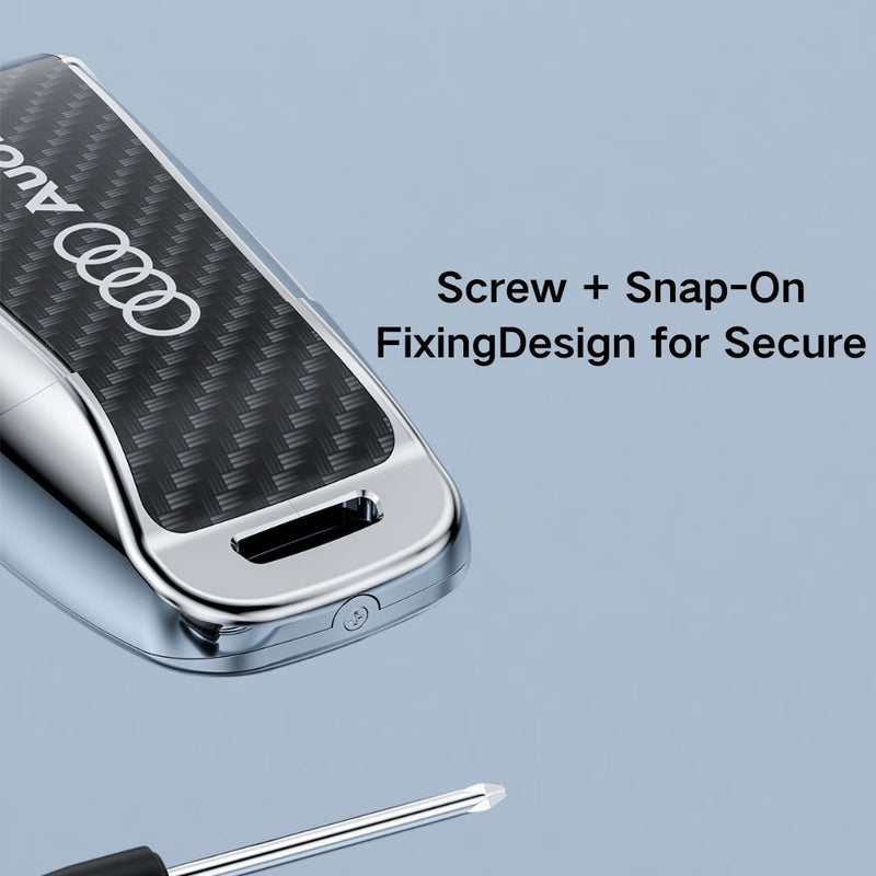 Load image into Gallery viewer, Audi Zinc Alloy + Carbon Fiber Texture Car Key Fob Case Cover For A3, A4, A5, A6, Q2, Q3, Q5, Q7, Q8, e-tron
