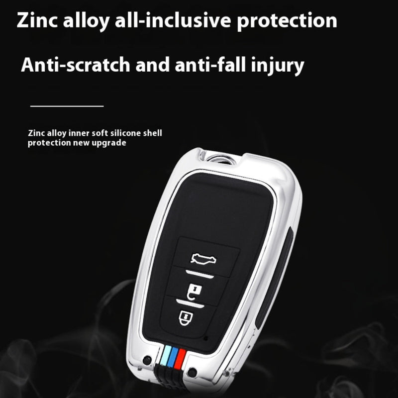 Chargez l&#39;image dans la visionneuse de la galerie, Toyota Metal Shell &amp; Soft Silicone Full Protection Car Key Fob Case Cover For Camry RAV4 Highlander Avalon C-HR Prius Corolla
