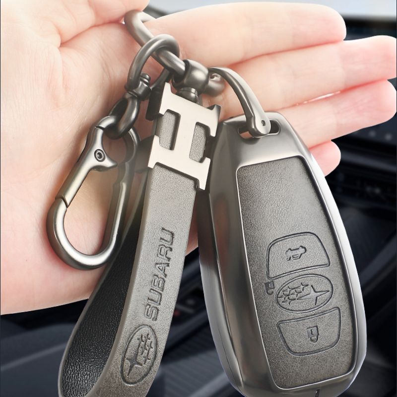 Chargez l&#39;image dans la visionneuse de la galerie, Subaru Zinc Alloy + PU Leather Car Key Fob Protective Cover Case For Outback, Forester, Impreza, WRX, XV, Crosstrek, Legacy
