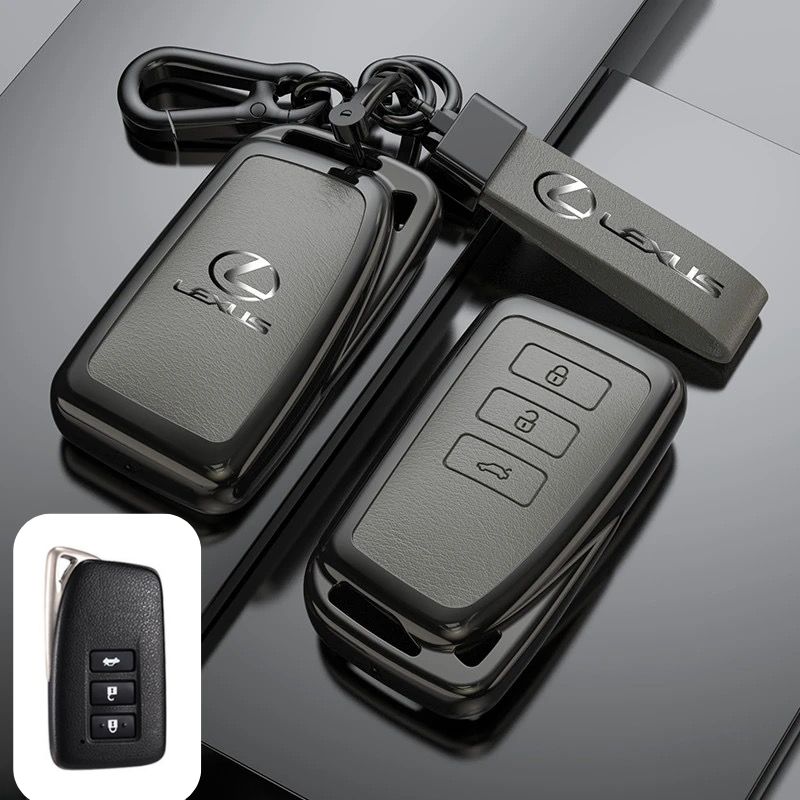 Cargue la imagen en el visor de la galería, Lexus Zinc Alloy + PU Leather Car Key Fob Case Cover For ES200, ES300, RX350, NX350H, LS500H
