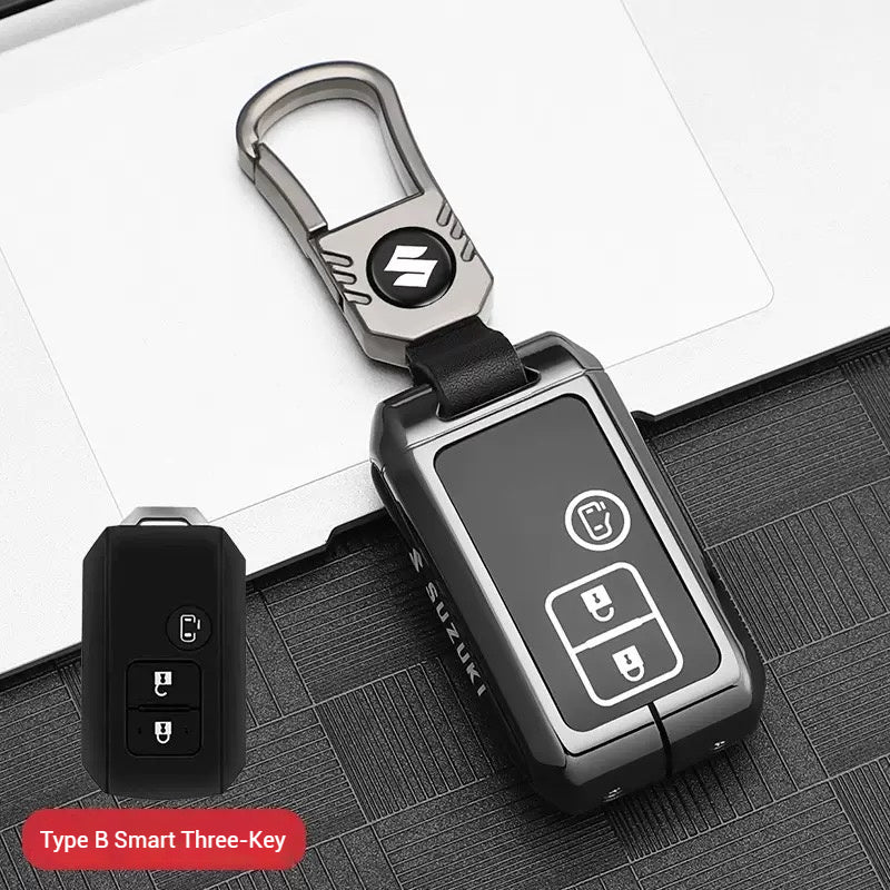 Chargez l&#39;image dans la visionneuse de la galerie, Suzuki Zinc Alloy + Silicone Car Key Fob Case Cover For Dzire, Ertiga, Vitara, Brezza, Baleno, HustlerJimny,
