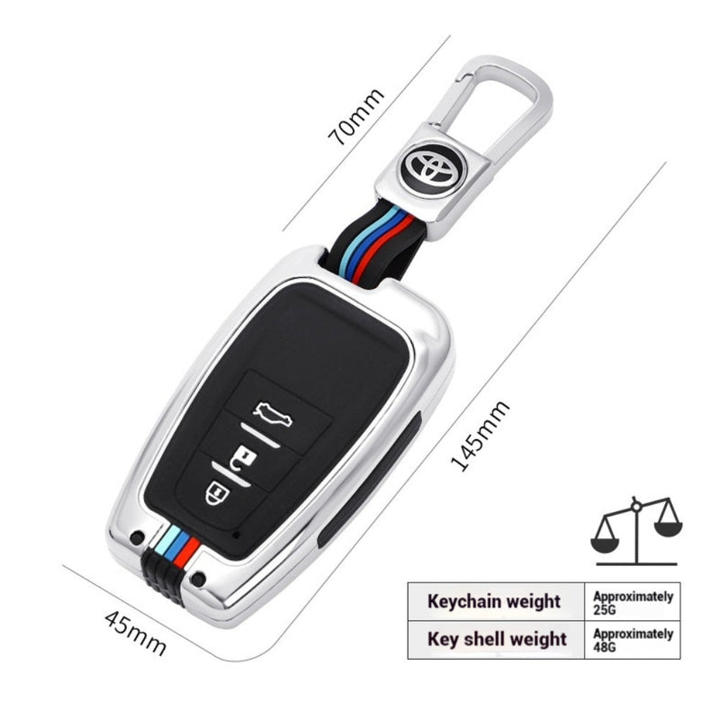 Chargez l&#39;image dans la visionneuse de la galerie, Toyota Metal Shell &amp; Soft Silicone Full Protection Car Key Fob Case Cover For Camry RAV4 Highlander Avalon C-HR Prius Corolla
