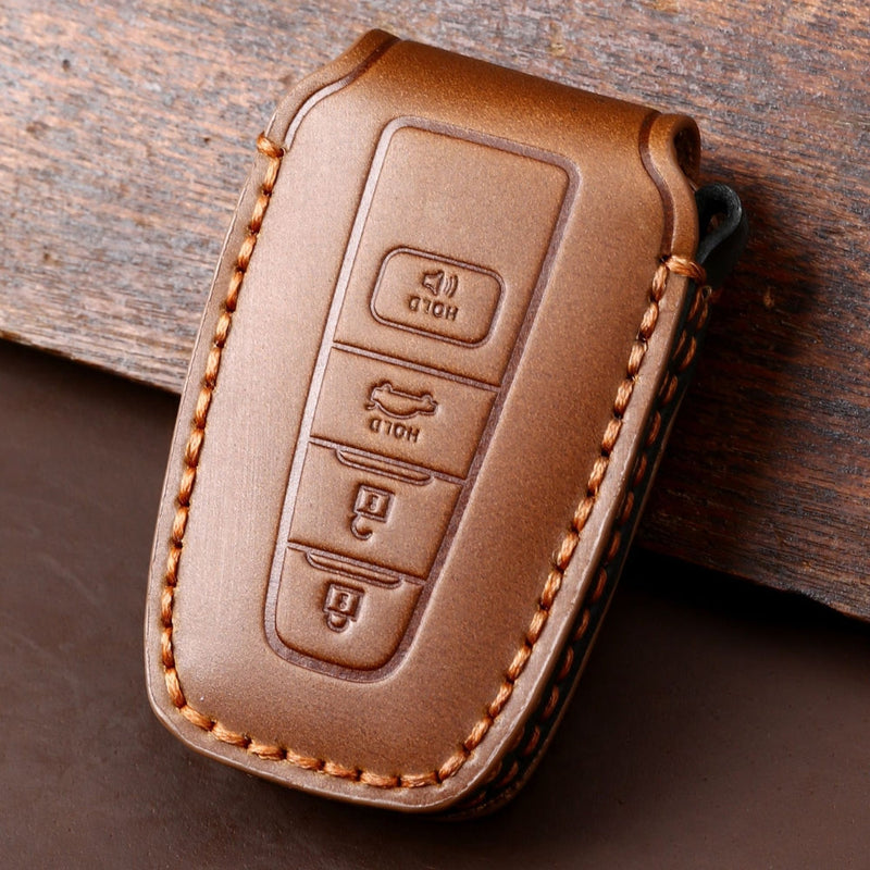 Chargez l&#39;image dans la visionneuse de la galerie, Toyota Handcrafted Genuine Leather Car Key Fob Protective Case Cover For Camry, C-HR, Corolla, RAV4, Avalon, Land Cruiser, Prado, Prius
