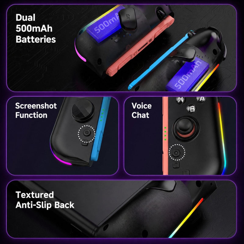 Chargez l'image dans la visionneuse de la galerie, Nintendo Switch 2 Left + Right Magnetic Controllers 9-Axis RGB Motion-Sensing Hall-Effect Joystick With Bluetooth 5.4 Wake-Up and Burst Fire Functionality

