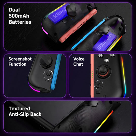 Nintendo Switch 2 Left + Right Magnetic Controllers 9-Axis RGB Motion-Sensing Hall-Effect Joystick With Bluetooth 5.4 Wake-Up and Burst Fire Functionality