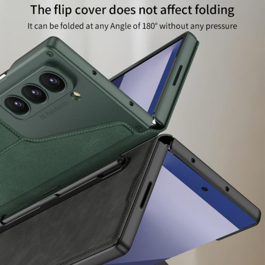 Samsung Galaxy Z Fold7 5G - GKK Integrated Armor Flip Leather Case with Pen Slot, Stylus Not Included