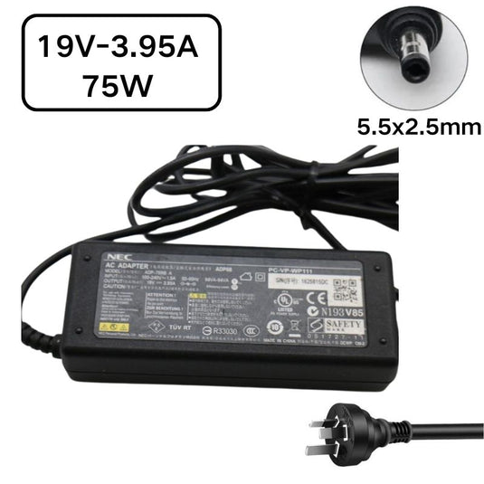 [75W/19V-3.95A][5.5x2.5] NEC ADP68 / ADP-75RB A / PC-VP-WP73 / OP-520-76402 / PA-1750-04 AC Power Adapter Laptop Wall Charger (AU Plug) - Polar Tech Australia