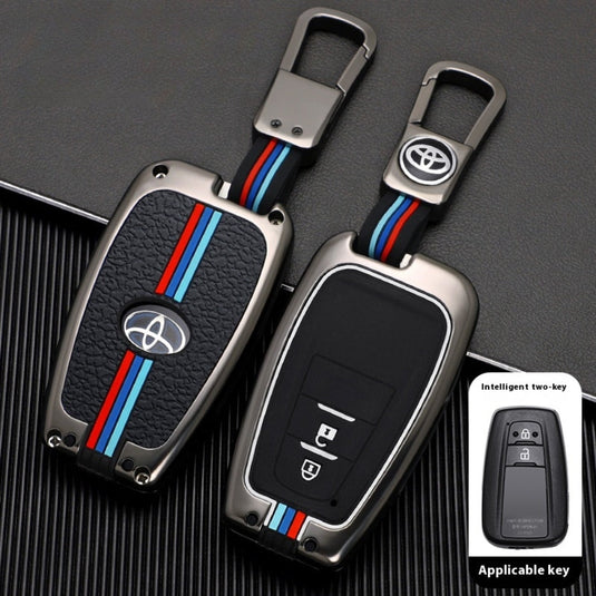 Toyota Metal Shell & Soft Silicone Full Protection Car Key Fob Case Cover For Camry RAV4 Highlander Avalon C-HR Prius Corolla
