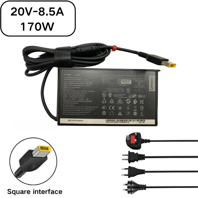 Chargez l&#39;image dans la visionneuse de la galerie, [20V-8.5A/170W][Yellow Square] Lenovo Legion 5 Gaming Laptop AC Power Supply Adapter Charger - Polar Tech Australia
