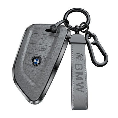 BMW Zinc Alloy + Leather Protection Car Key Fob Case Cover For 1, 2, 3, 5, 7 Series, X3, X5, X6