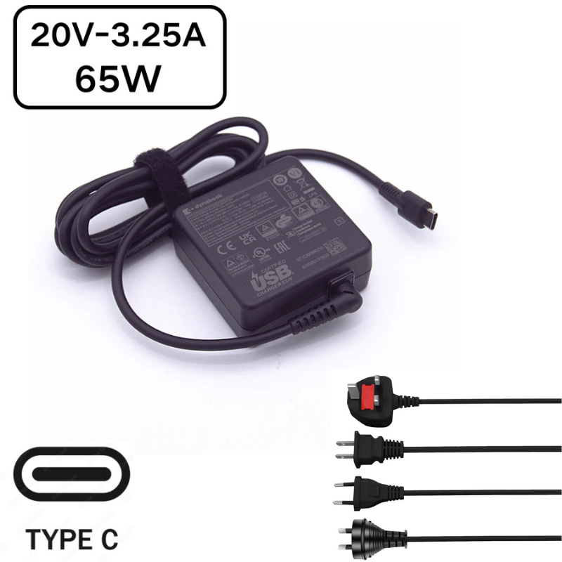 Cargue la imagen en el visor de la galería, [65W/20V-3.25A][USB-C] Toshiba Dynabook PA5352E-1AC3 PA-1650-98 Series - AC Power Adapter Laptop Wall Charger
