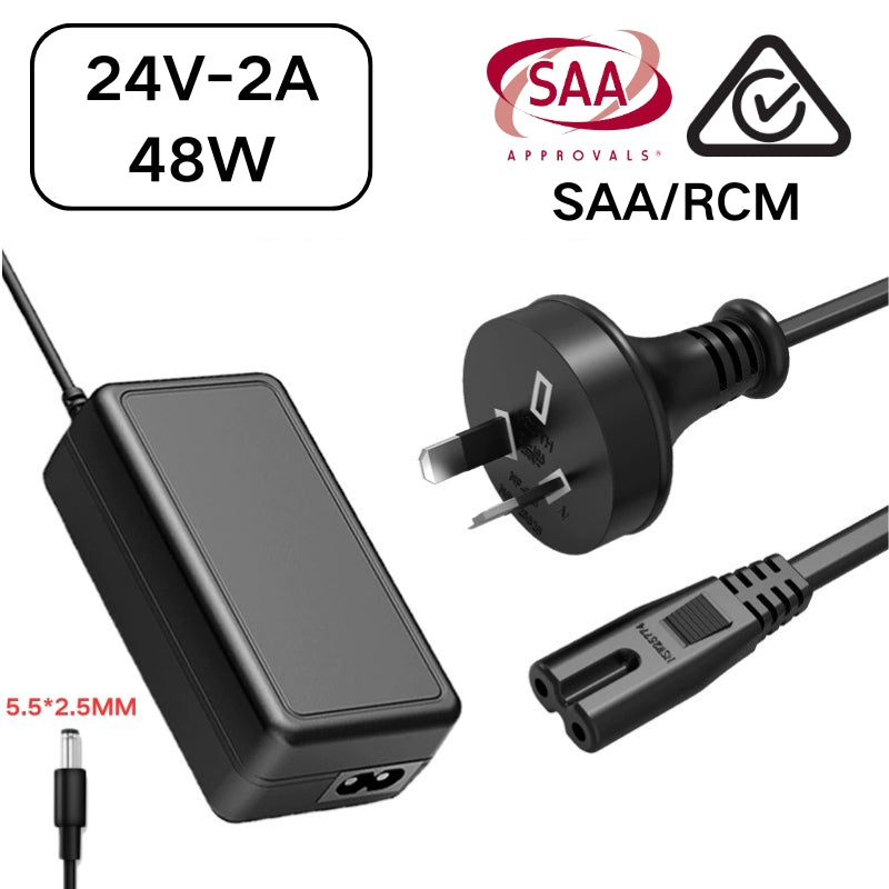 Load image into Gallery viewer, [SAA/RCM][24V][5.5x2.5 &amp; 5.5x2.1] Universal Computer/Monitor/LED Strip/Light Module/Speaker/CCTV/Router/Camera - Power Supply Adapter Wall Charger

