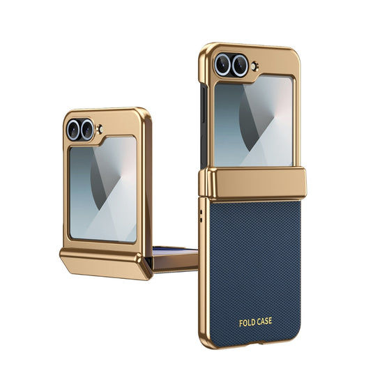 Samsung Galaxy Z Flip8 5G - Electroplated Vegan Leather Full-Body Shockproof Phone Case