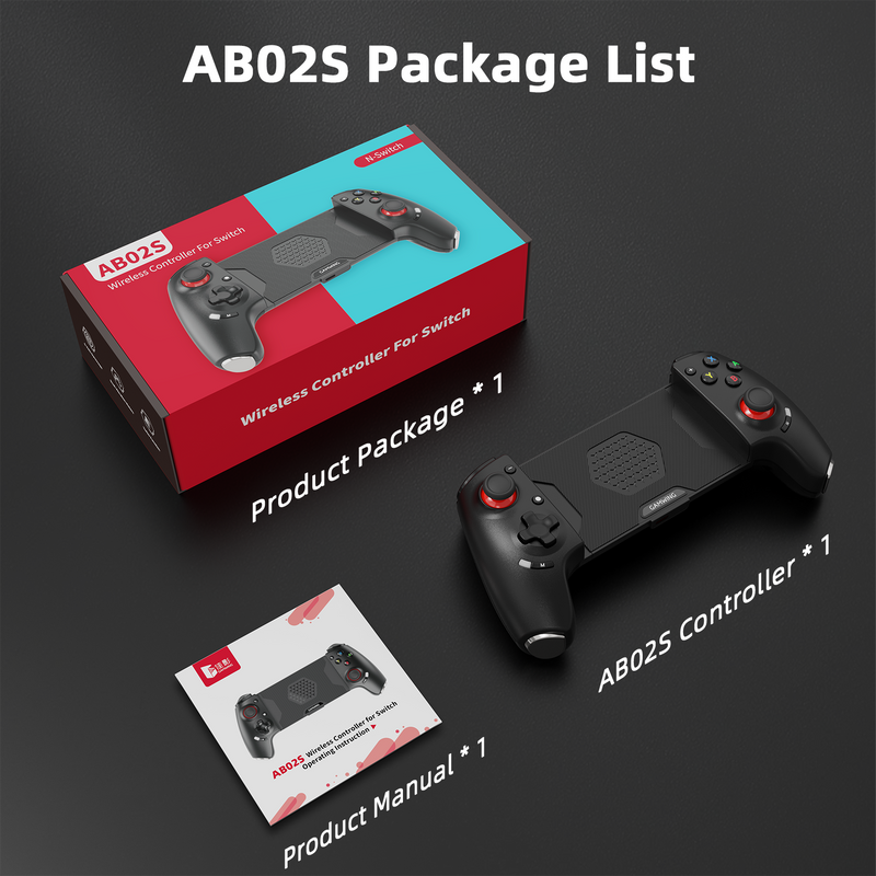 Load image into Gallery viewer, AB02S Wireless Game Controller for Switch &amp; iOS Hall Effect Joystick 6-Axis Gyro Turbo Programmable Dual Vibratio
