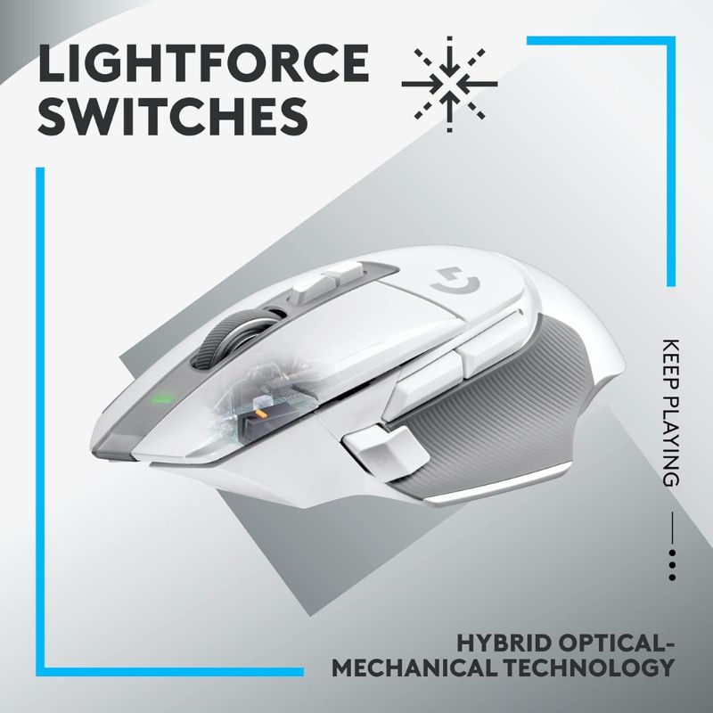 Cargue la imagen en el visor de la galería, Logitech G G502 X Lightspeed Wireless Gaming Mouse - Optical Mouse with LIGHTFORCE Hybrid Optical-Mechanical switches, Hero 25K Gaming Sensor, Compatible with PC - macOS/Windows
