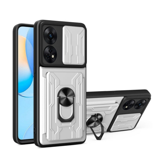 OPPO Reno8 T 4G (CPH2481) - Slide Lens Armor Case with Card Slot and Ring Stand - Polar Tech Australia