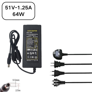 [51V-1.25A][5.5x2.5] Universal Computer/Monitor/CCTV POE Switch - Power Supply Adapter Wall Charger - Polar Tech Australia