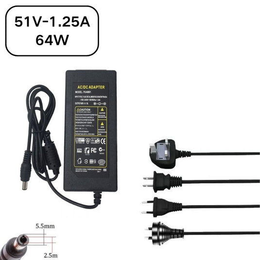 [51V-1.25A][5.5x2.5] Universal Computer/Monitor/CCTV POE Switch - Power Supply Adapter Wall Charger - Polar Tech Australia