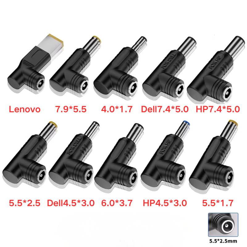 Cargue la imagen en el visor de la galería, [10 Tips Set][Max 240W 30V] Universal DC 5.5*2.5mm 5.5×2.5mm to 240W Laptop Power Adapter Converter, High Power Gaming Notebook DC 5.5×2.5mm to Square/5.5/4.5/7.4mm Charging Tip For Lenovo ASUS Dell HP Acer - Polar Tech Australia
