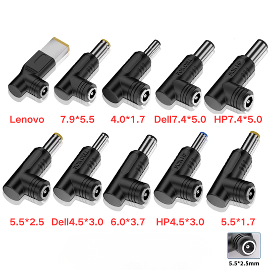 [10 Tips Set][Max 240W 30V] Universal DC 5.5*2.5mm 5.5×2.5mm to 240W Laptop Power Adapter Converter, High Power Gaming Notebook DC 5.5×2.5mm to Square/5.5/4.5/7.4mm Charging Tip For Lenovo ASUS Dell HP Acer - Polar Tech Australia