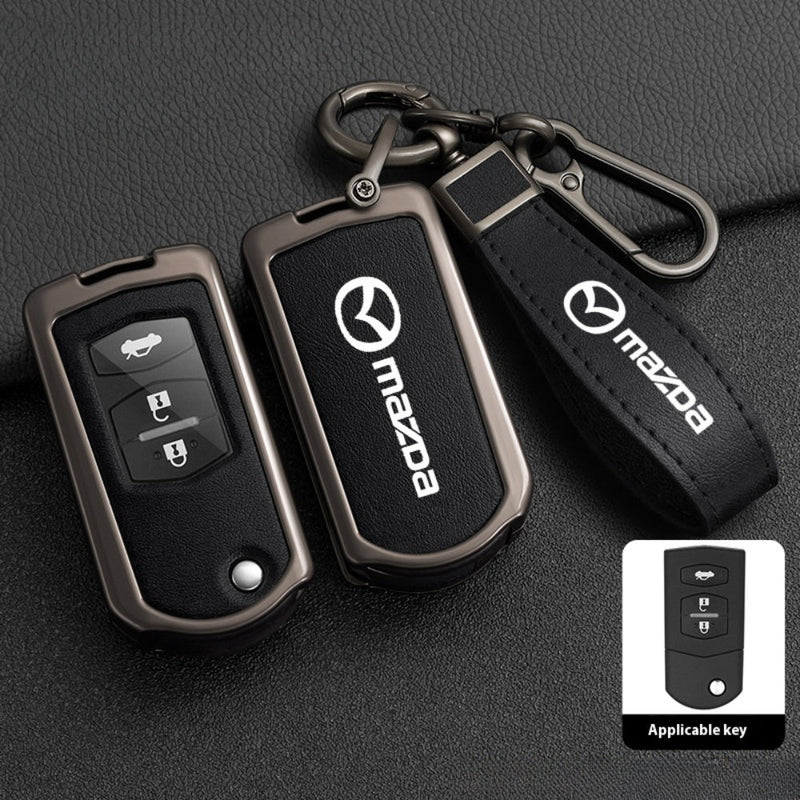 Chargez l&#39;image dans la visionneuse de la galerie, Mazda Zinc Alloy Leather Folding Car Key Fob Case Cover For Mazda 2, 3, 5, 6, CX-5, CX-7, CX-9, RX-8, MX-5
