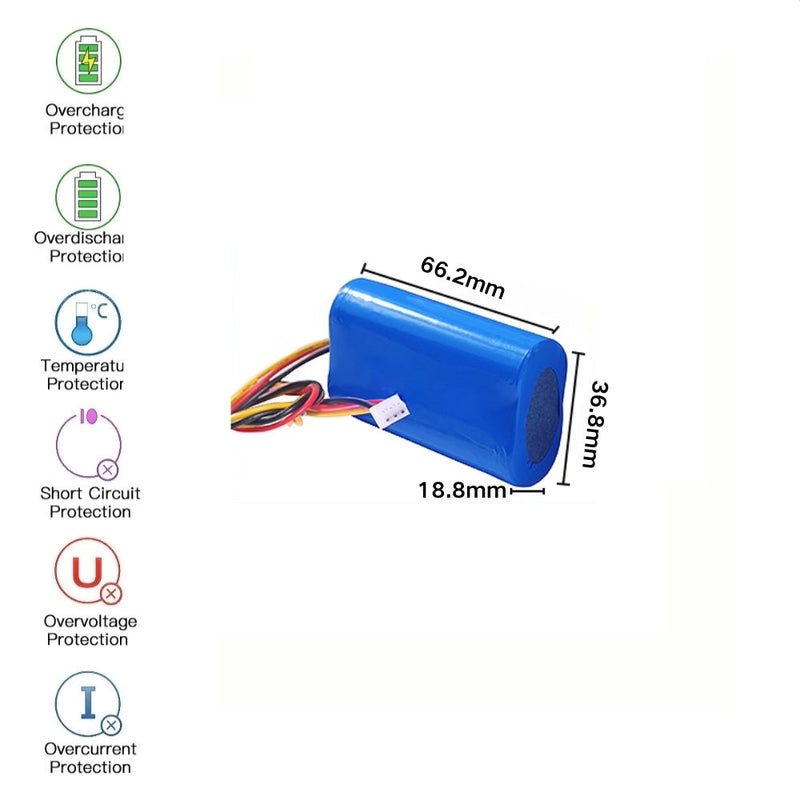 Cargue la imagen en el visor de la galería, [PH2.0-3P JST Connector][18650] Universal 2600mAh 7.4V Rechargeable Li-Ion Lithium Polymer Battery - Polar Tech Australia
