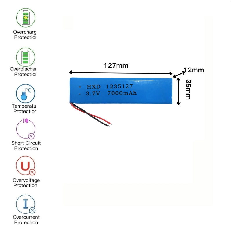 Cargue la imagen en el visor de la galería, [PH2.0-JST Connector][1235127] Universal 7000mAh 3.7V Rechargeable Li-Ion Lithium Polymer Battery - Polar Tech Australia
