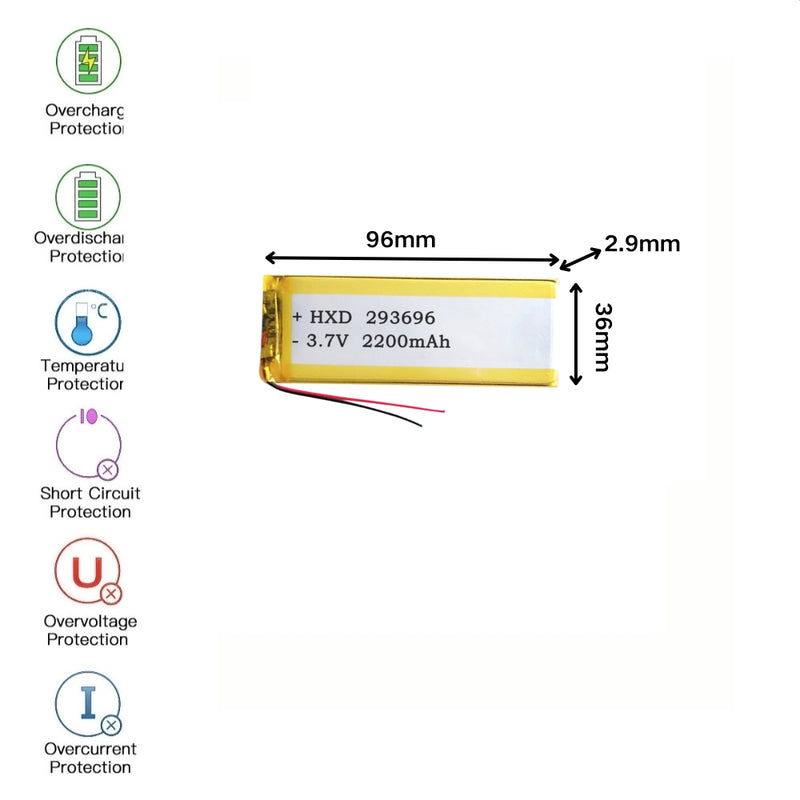Cargue la imagen en el visor de la galería, [PH2.0-JST Connector][293696] Universal 2200mAh 3.7V Rechargeable Li-Ion Lithium Polymer Battery - Polar Tech Australia
