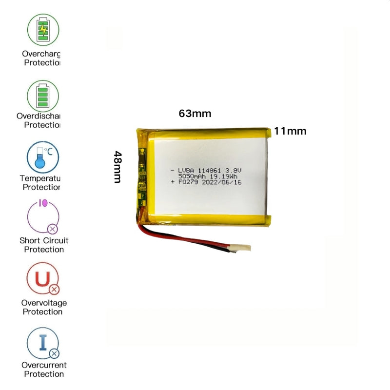 Load image into Gallery viewer, [PH2.0-JST Connector][114861] Universal 5050mAh 3.8V Rechargeable Li-Ion Lithium Polymer Battery - Polar Tech Australia
