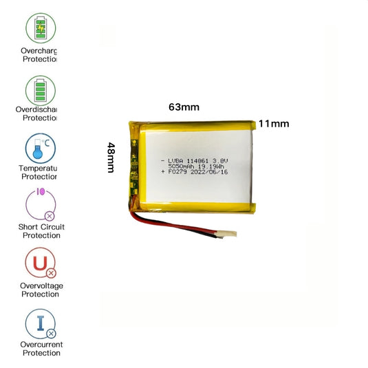 [PH2.0-JST Connector][114861] Universal 5050mAh 3.8V Rechargeable Li-Ion Lithium Polymer Battery - Polar Tech Australia