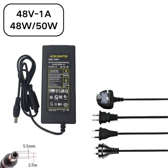 [48V-1A/1.04A][5.5x2.5] Universal Computer/Monitor/CCTV POE Switch - Power Supply Adapter Wall Charger - Polar Tech Australia