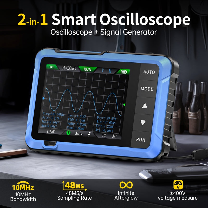Cargue la imagen en el visor de la galería, [DSO-510] FNIRSI 10MHz 48MS/s Mini Handheld Digital Oscilloscope Signal Generator
