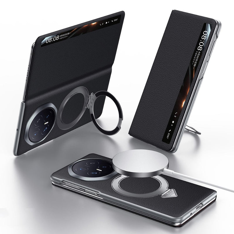 Cargue la imagen en el visor de la galería, Honor Magic V6 - Smart View Window MagSafe Magnetic Holder Leather Phone Case
