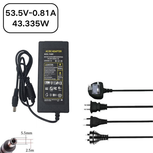 [53.5V-0.81A][5.5x2.5] Universal Computer/Monitor/CCTV POE Switch - Power Supply Adapter Wall Charger - Polar Tech Australia