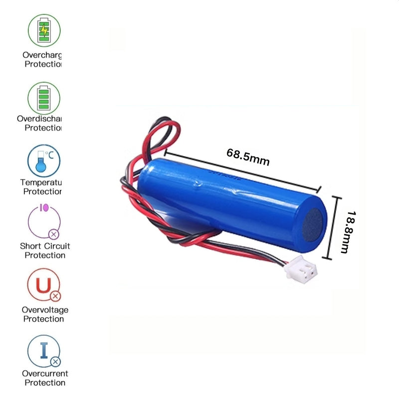 Cargue la imagen en el visor de la galería, [PH2.0-JST Connector][18650] Universal 3000mAh 3.7V Rechargeable Li-Ion Lithium Polymer Battery - Polar Tech Australia
