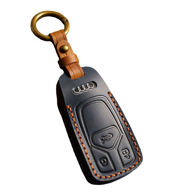 Load image into Gallery viewer, Audi Handcrafted Genuine Leather Car Key Fob Case Cover For A3, A4, A5, A6, A8, Q2, Q5, Q7, Q8, e-tron
