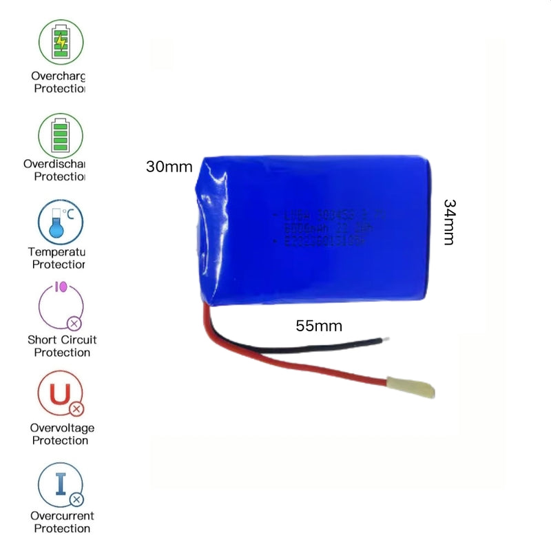 Cargue la imagen en el visor de la galería, [PH2.0-JST Connector][303453] Universal 6000mAh 3.7V Rechargeable Li-Ion Lithium Polymer Battery - Polar Tech Australia
